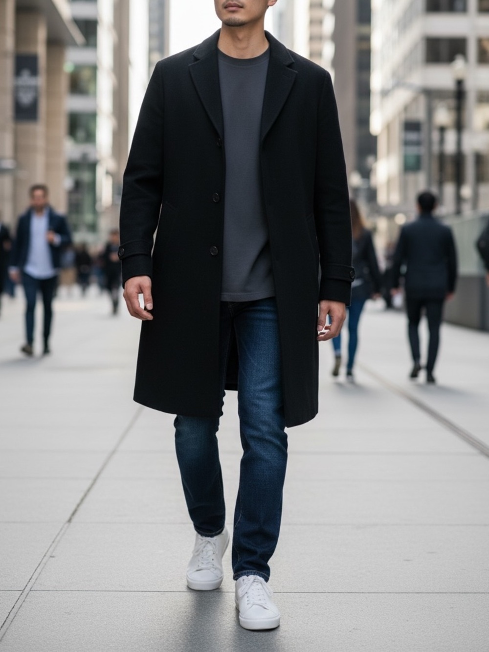 Ralph Lauren Black Label Black Cashmere Wool Single-Breasted Overcoat Size 38 R